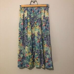 Vintage 100% Silk Floral Skirt